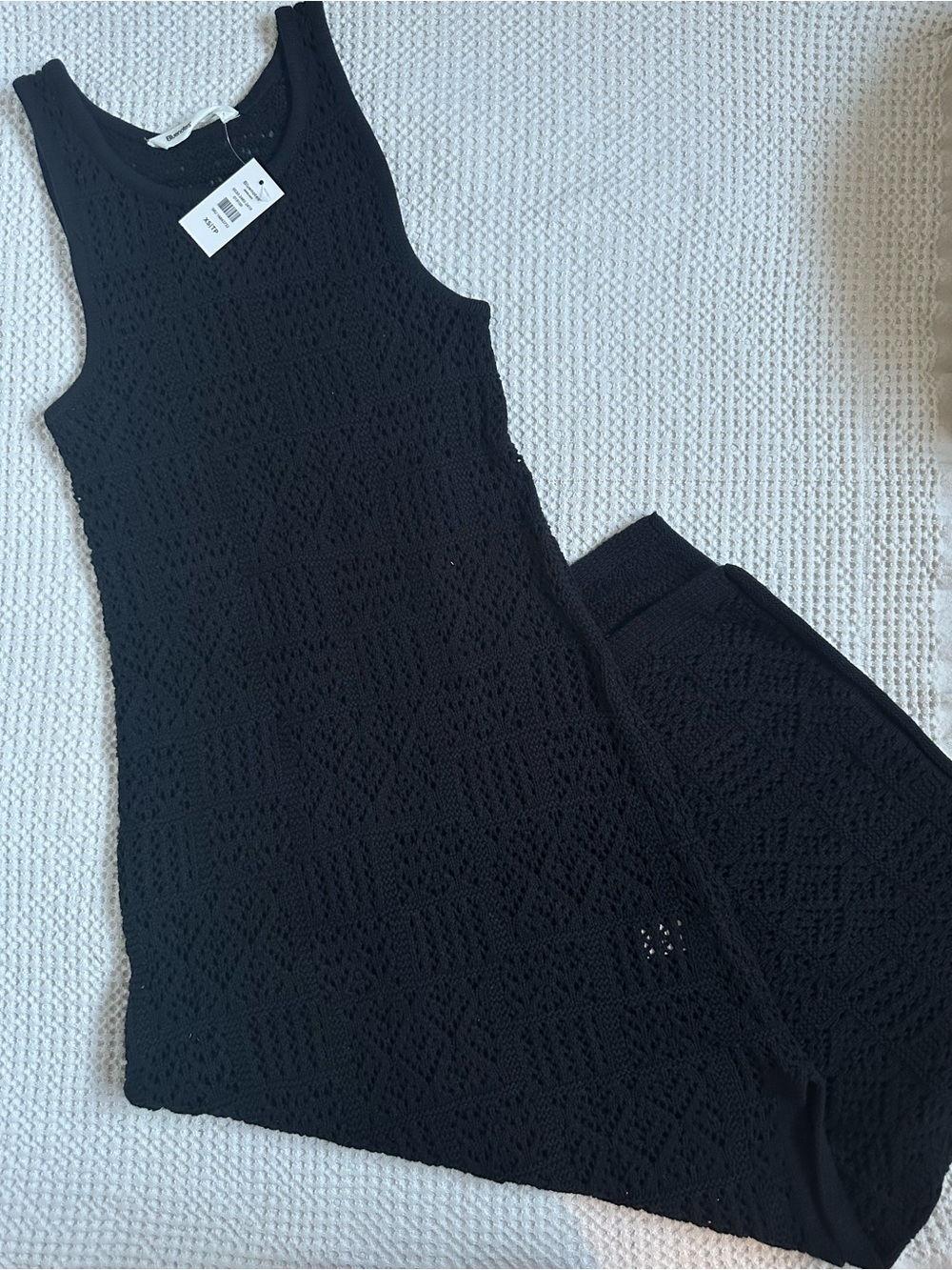 Bluenotes Sleeveless Black Crocheted Beachy Maxi Dress